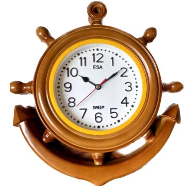Jam Dinding Model Jangkar Nahkoda Esa Cat Kayu /Jam Dinding Setir Pelaut Jangkar Kapal
