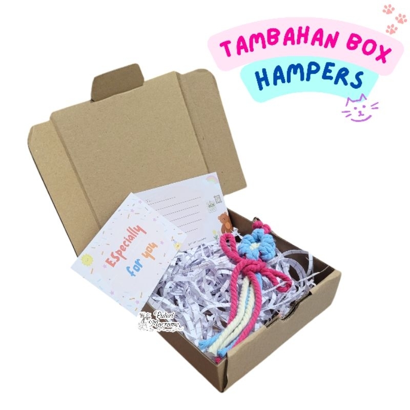 

HAMPERS | Tambahan Box Hampers | Hadiah | Kado | Bungkus Kado | Hampers Macrame
