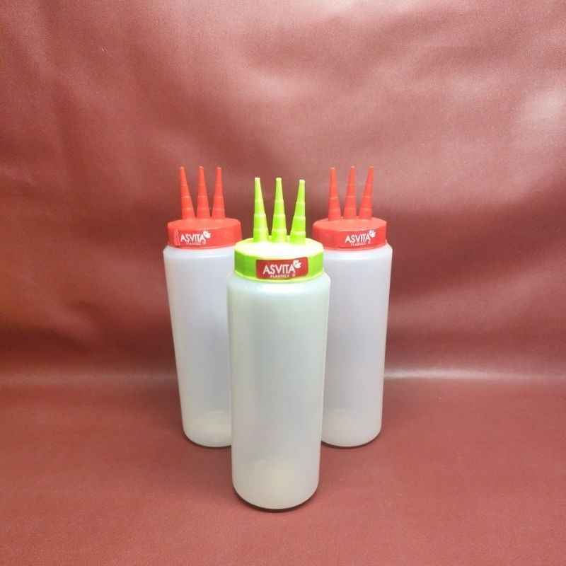 Botol Cetak Kue Jala/Botol Saus Kecap/ Botol Mayo 3 Lubang Asvita