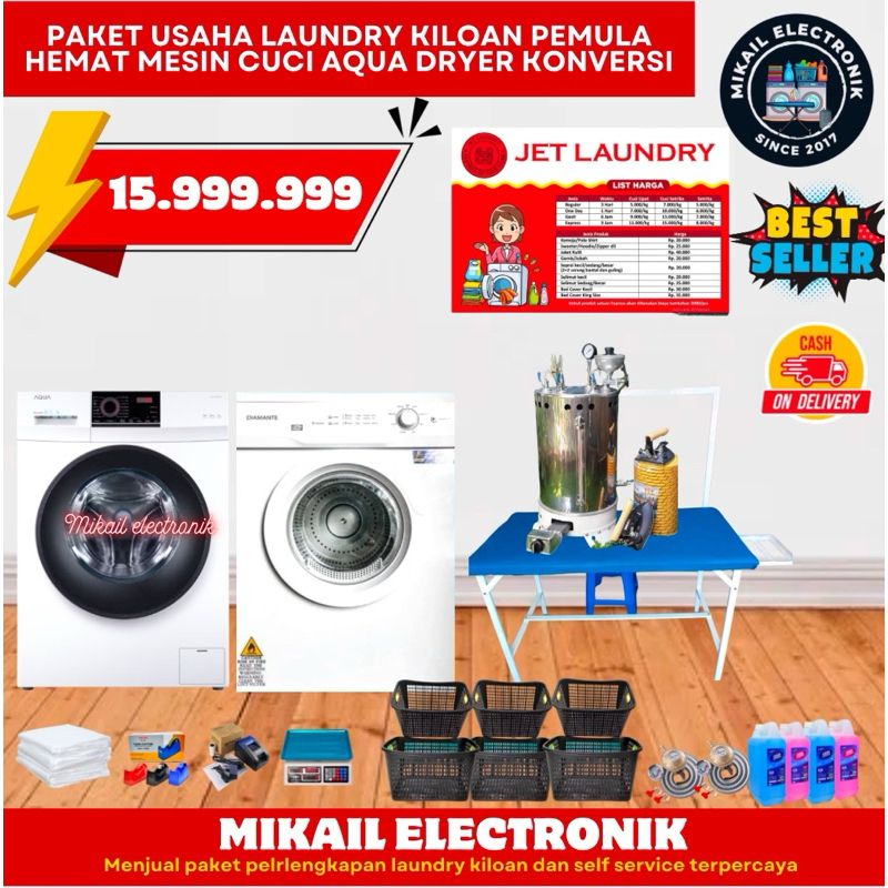 PAKET USAHA LAUNDRY KILOAN MESIN CUCI AQUA 8.5 KG MURAH LENGKAP