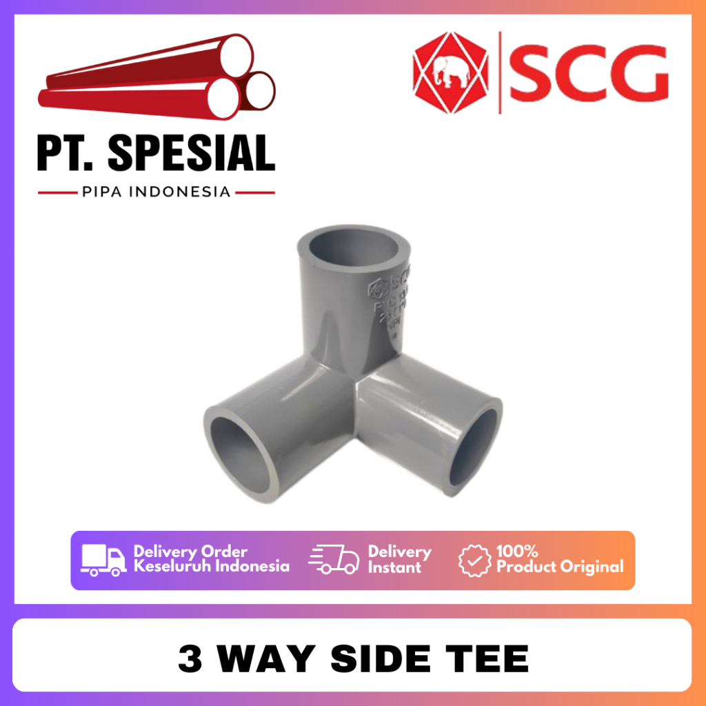 Tee Elbow 90° AW 3 Way Side Tee SCG 1" / T Cabang 3 Siku PVC AW SCG - 09