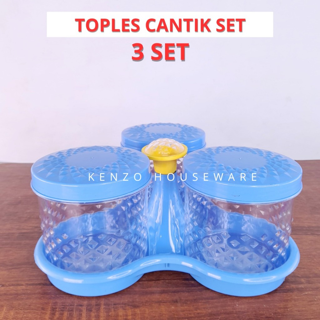 Toples Set 800 ML + Nampan Plastik Kue Kering Lebaran Toples Cantik TABITHA