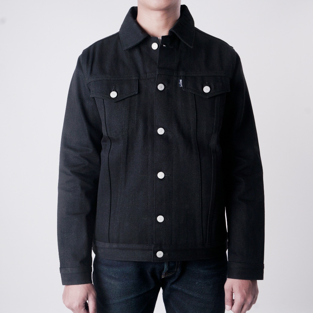 EARTHY GENOVA  - Jacket Denim RAVEN CABOT TYPE III BLACK X BLACK 15 Oz Sanforized Jaket Raw Denim Re