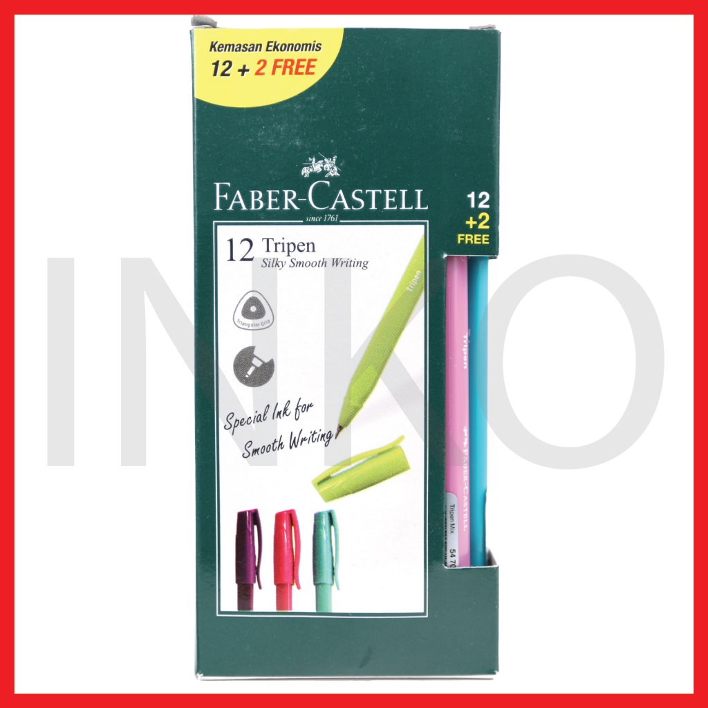 

FABER CASTELL BALLPEN TRIPEN BLACK INK 12PCS + 2FREE