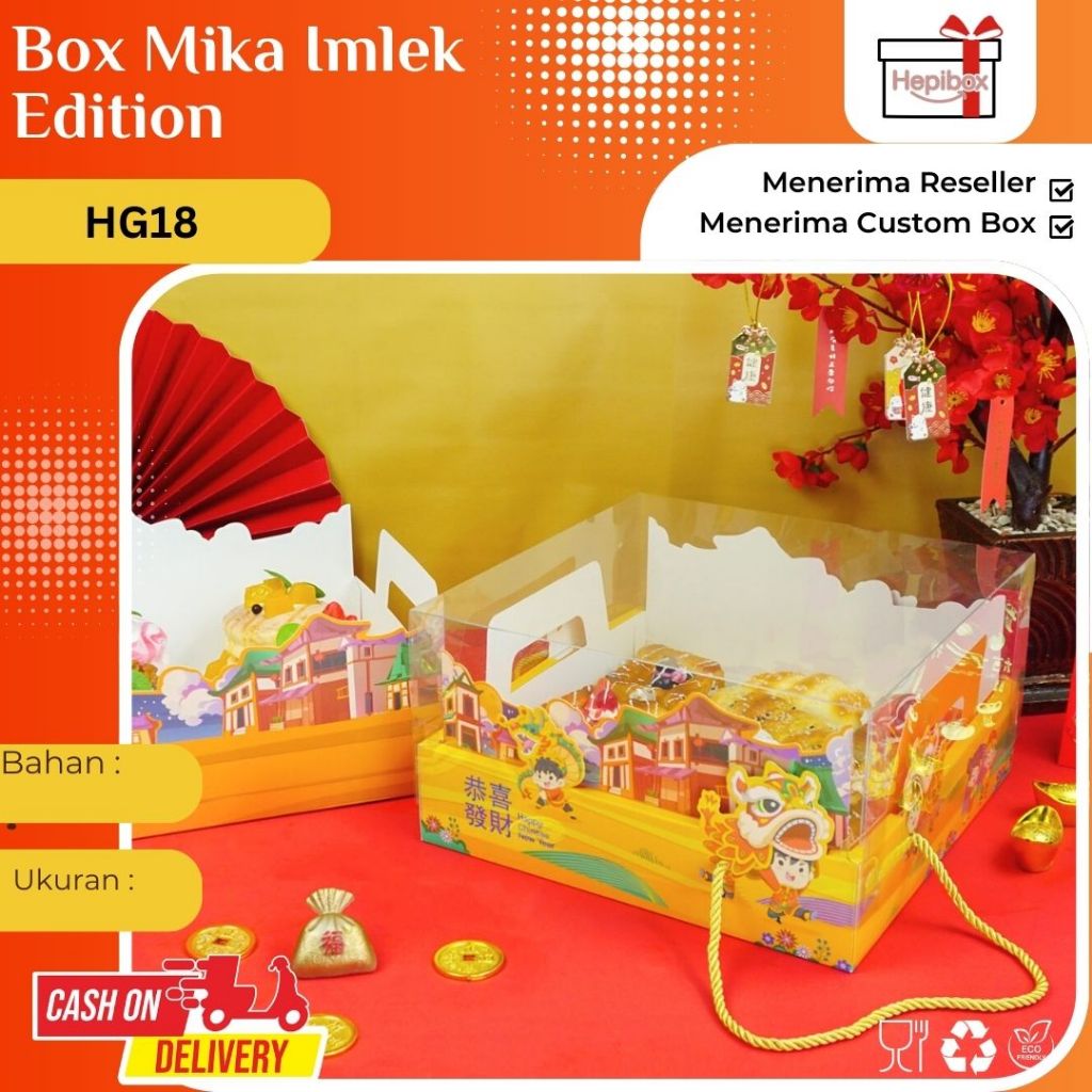 

Box Mika Imlek / Box Cake Mika Spesial Imlek / Box Rollcake / Kotak Mika Cake Motif Barongsai / Kotak Kue Chinese / HG18