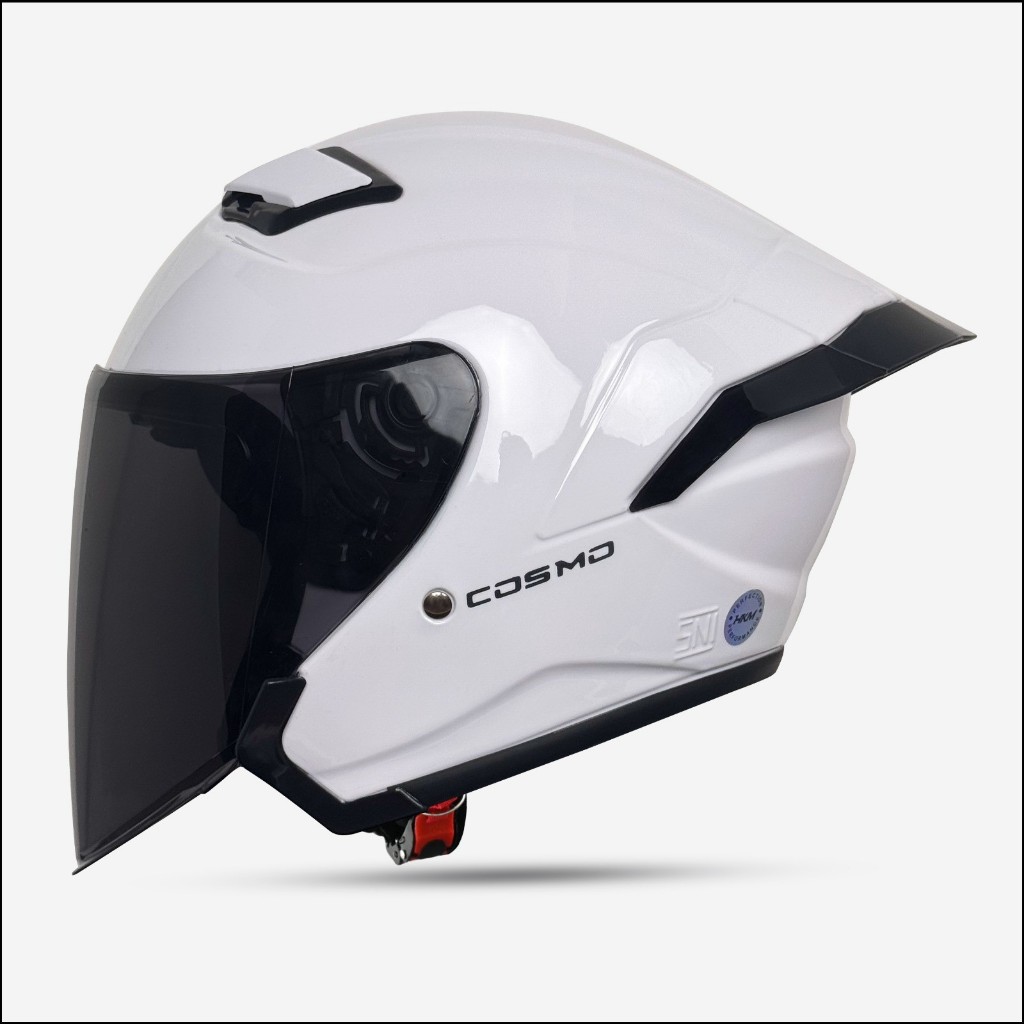 Helm Half Face Dewasa Hkm Cosmo Solid  Putih Helm Terbaru Motorcycle Pria Wanita Dewasa SNI