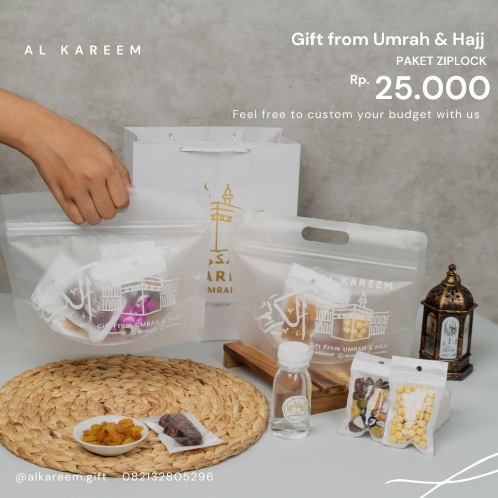 

Paket ziplock oleh oleh umroh dan haji estetik