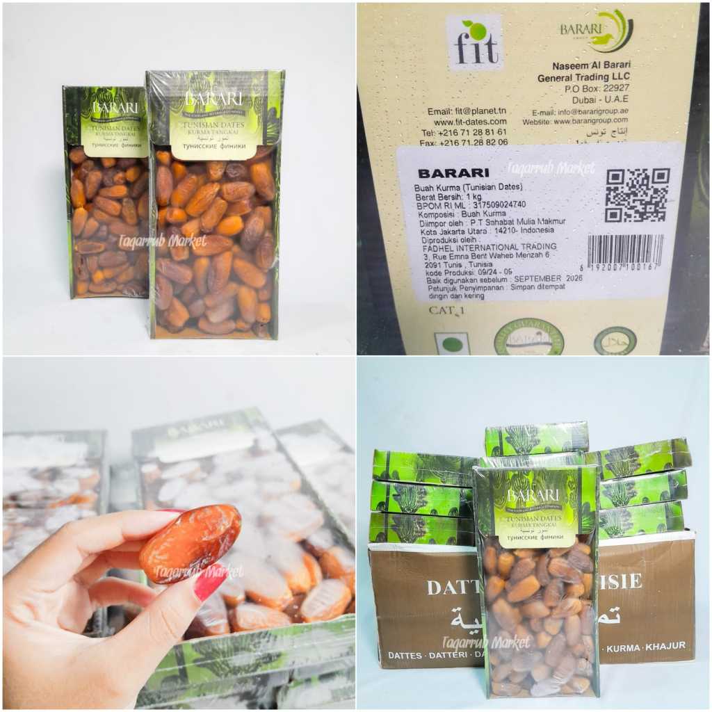 

BARARI Deglet Nour Kurma Tunisia Curah 1Kg Premium Dates High Quality Tekstur Kering dan Lembut
