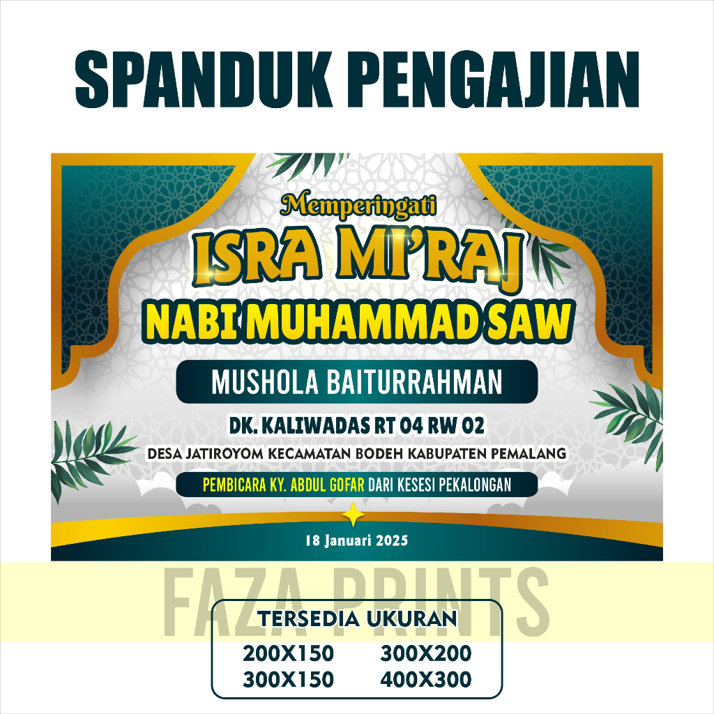 SPANDUK PENGAJIAN SPANDUK ISRA MIRAJ