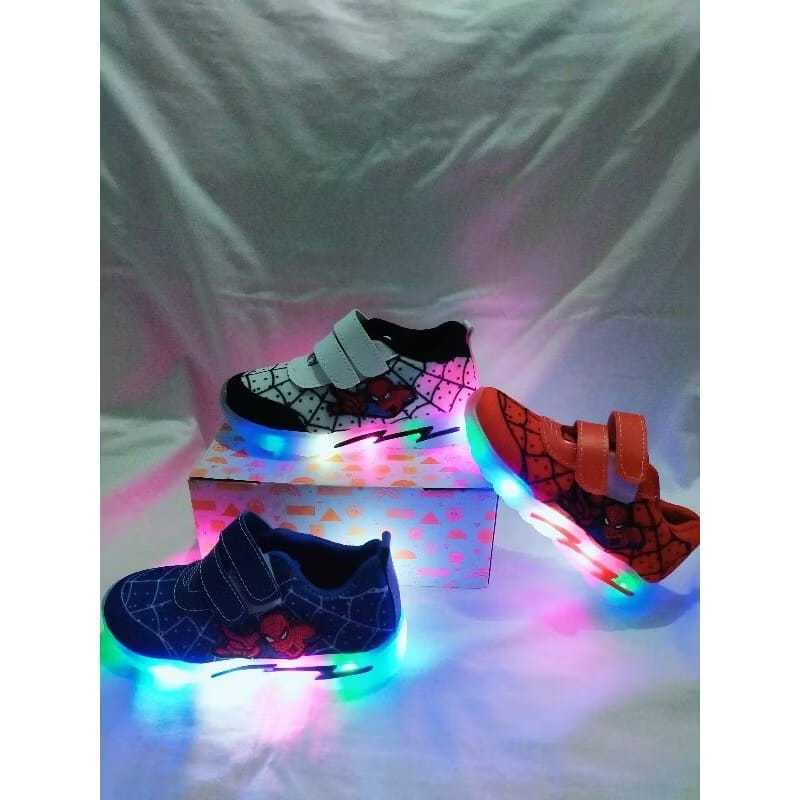 sepatu LED anak motif siderman new