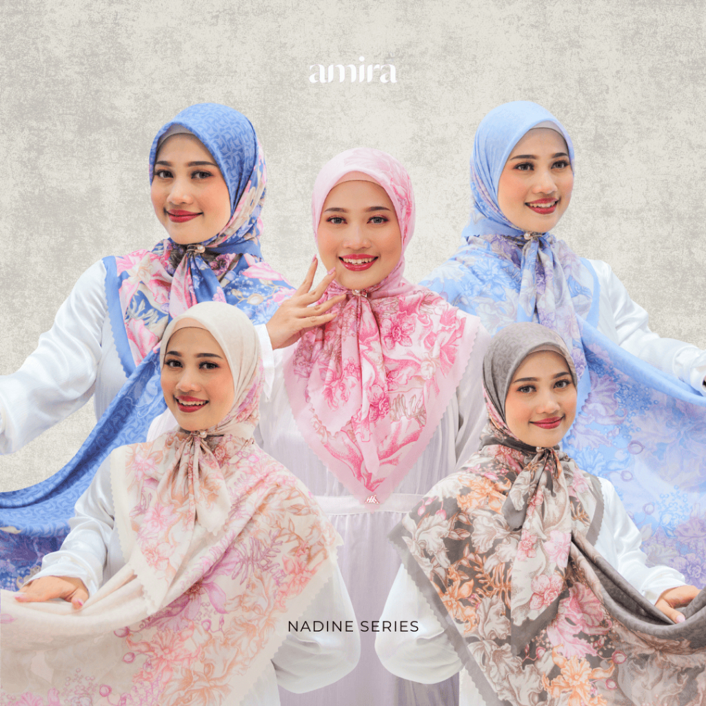 [FREE BOX] Amira - Nadine Voal Square (Hijab Segiempat Voal Motif Printing Lasercut Premium)