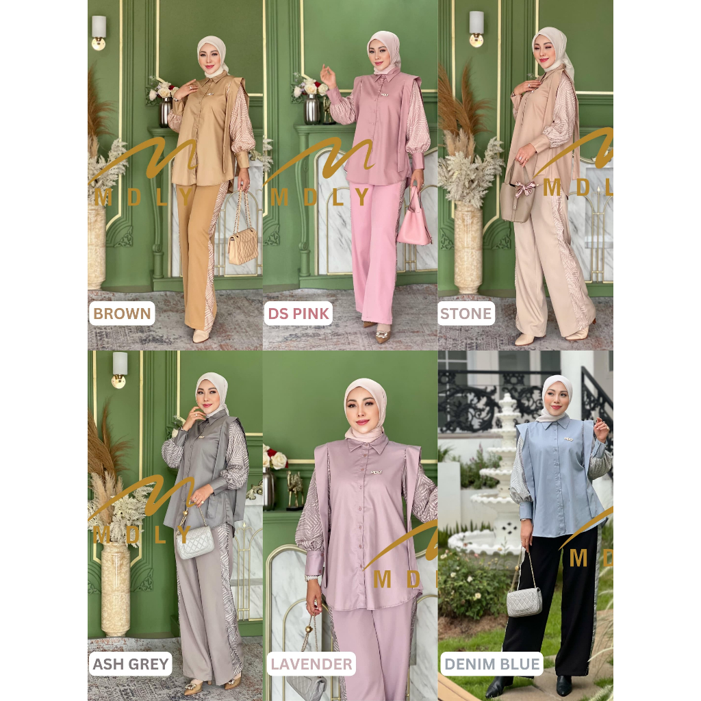 Leenda Set by MDLY - One Set Wanita Setelan Wanita Murah Terbaru Bahan Katun Premium Polos Setcel Wa