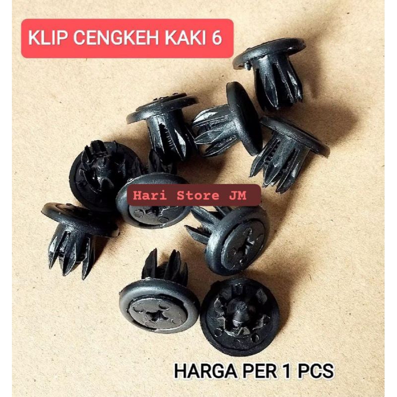 (1 Buah ) KLIP KANCING BUMPER CENGKEH TEKAN KAKI 6 UNTUK MOBIL HONDA CRV, KLIP BUMPER CENGKEH TEKAN 