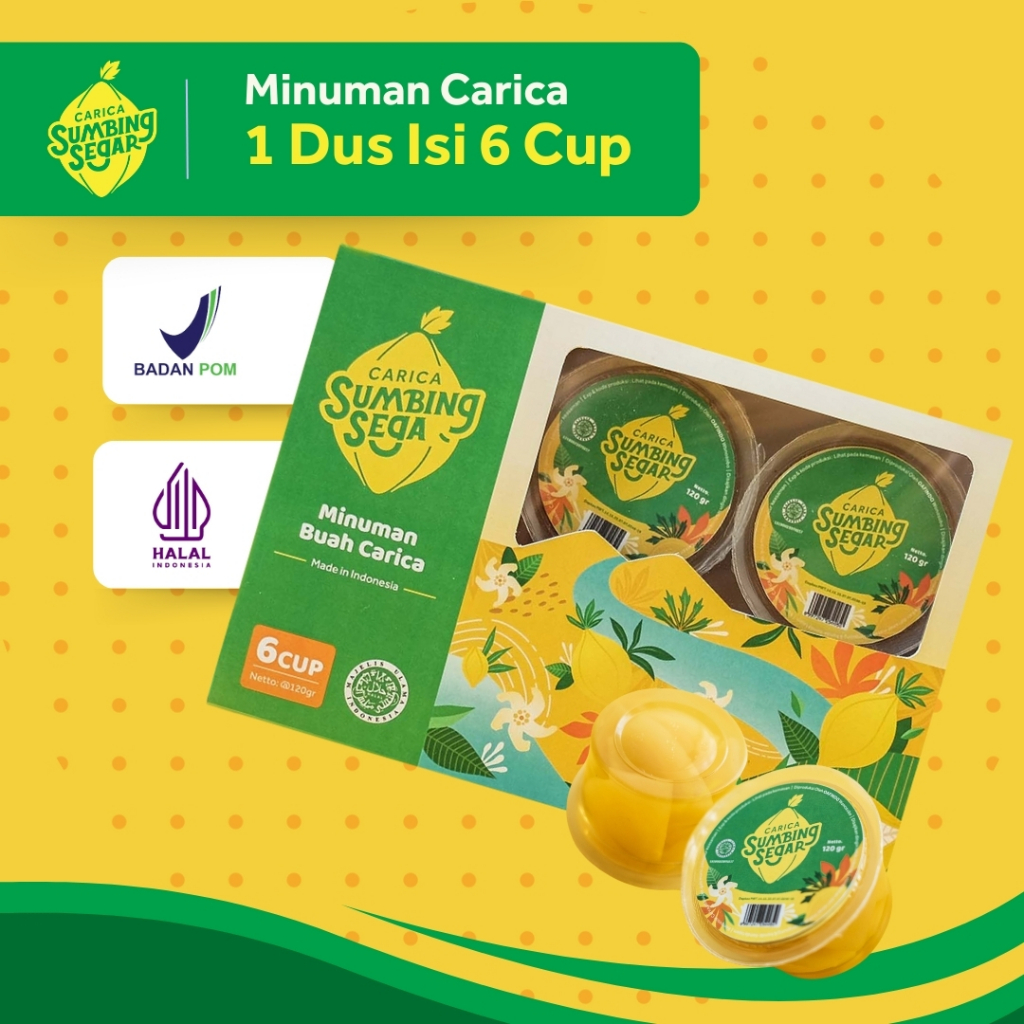 

Manisan Buah Carica Khas Dieng Wonosobo Carica Sumbing Segar Kemasan Dus isi 6 Cup Minuman Nyegerin