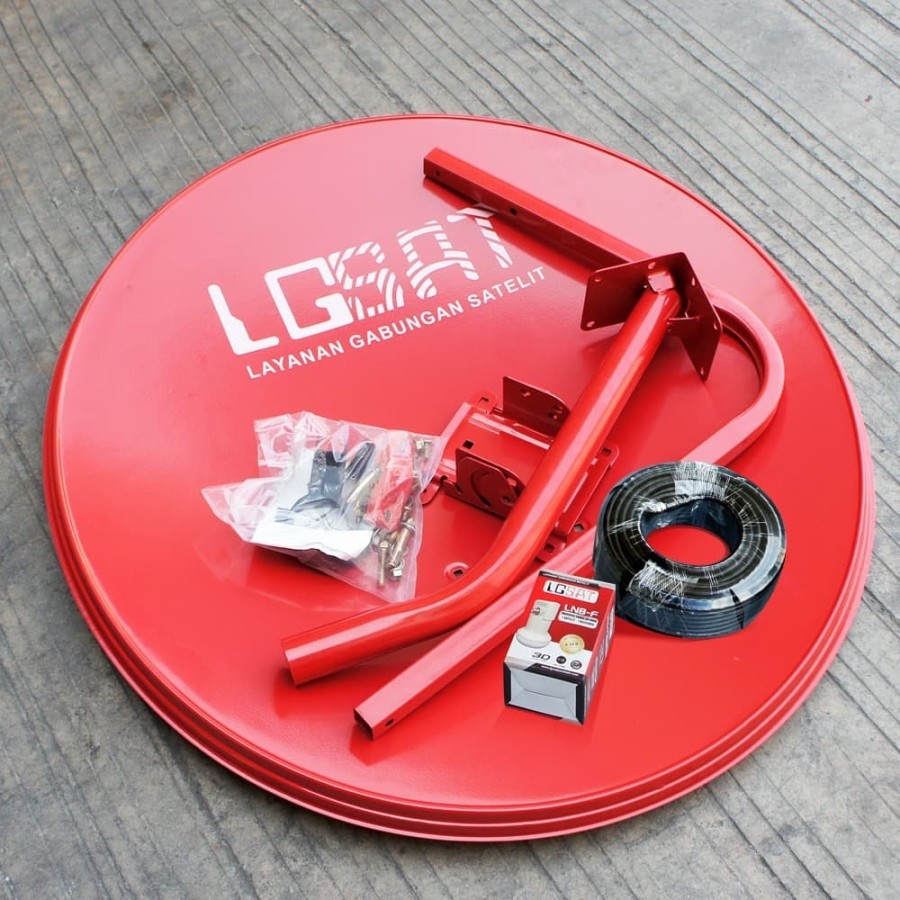 Paket Antena Parabola Mini LGSAT Ku Band 60 cm - Merah