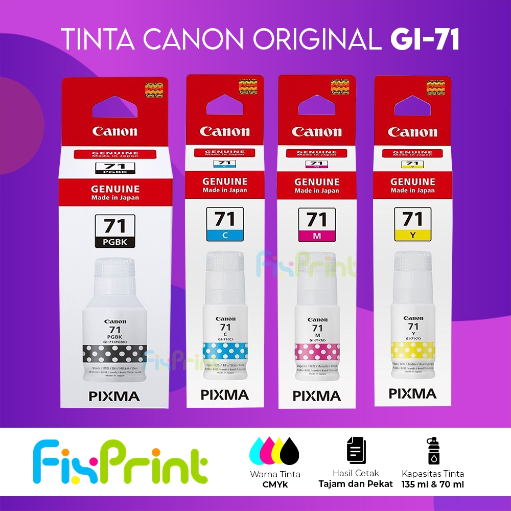 FixPrint Tinta New Original Canon GI-71 GI71 GI 71 Refill Ink Printer Canon G1730 G2730 G3730