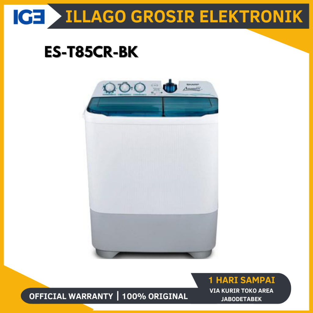 SHARP ES-T85CR-BK Mesin Cuci Twin Tub 8 Kg
