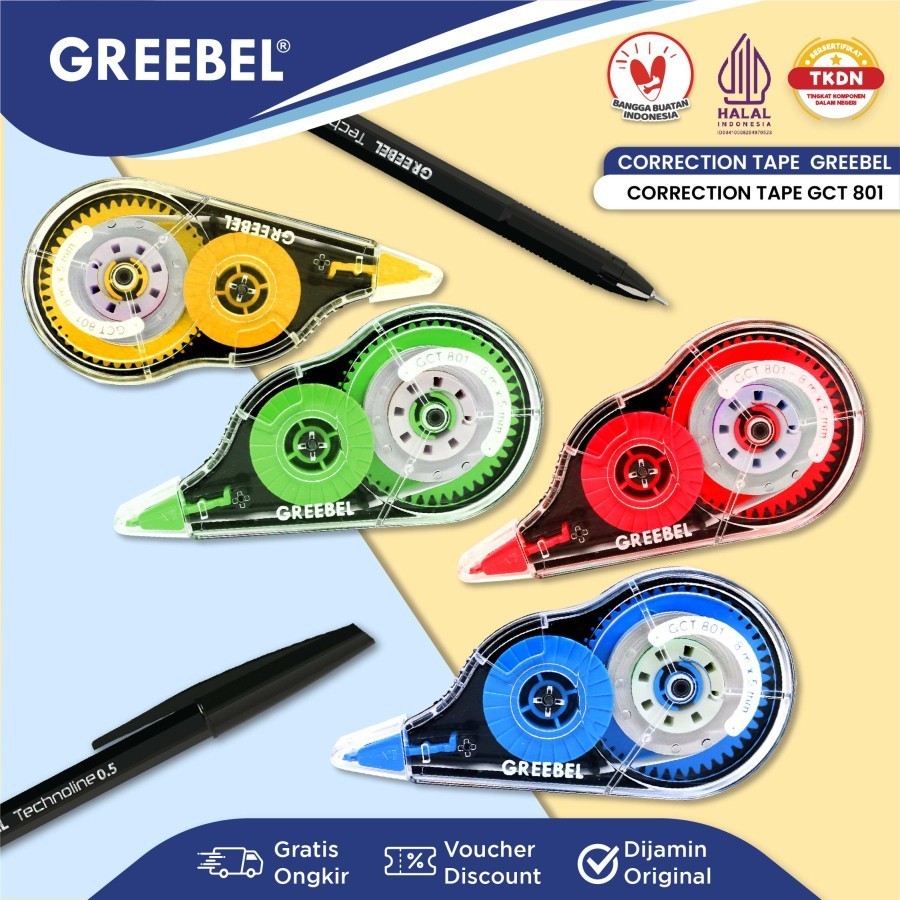 

Correction Tape Greebel GCT-801 Corrtape Pita Koreksi Tip Ex Kertas Roll