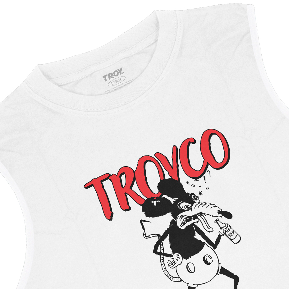 Troy Company Tshirt Singlet White Rat Get Drunk - Kaos Pria Tanpa Lengan Putih TS 2913