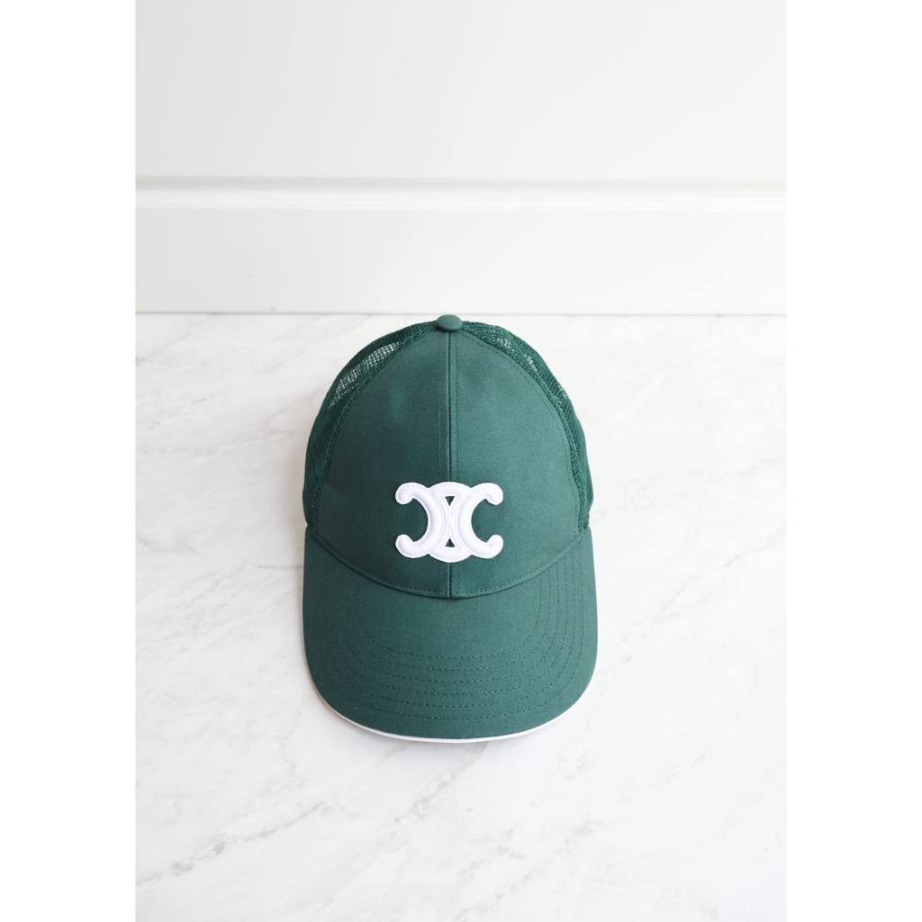 Celine triomphe baseball cap in green