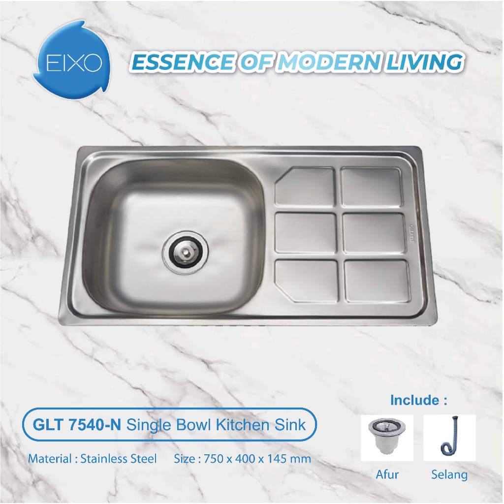 Bak Cuci Piring Stainless EIXO GALETTI GLT 7540-N Set Afur dan Selang Sink