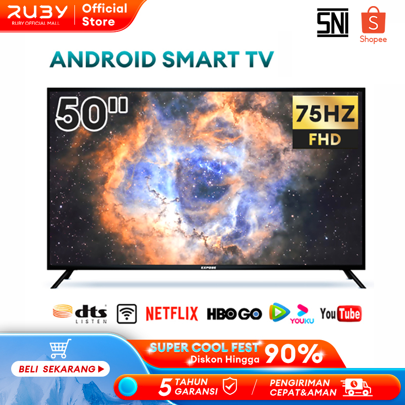 TV Smart 50 inch TV Android 43 inch Smart TV 32 inch WIFI/Netflix/YouTube/PS4 4k Garansi 5 Tahun