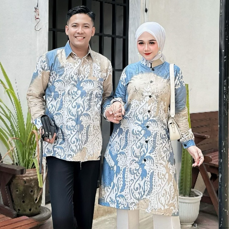 Batik setelan couple pria wanita lengan panjang | Baju setelan pria wanita masakini | Setelan batik 
