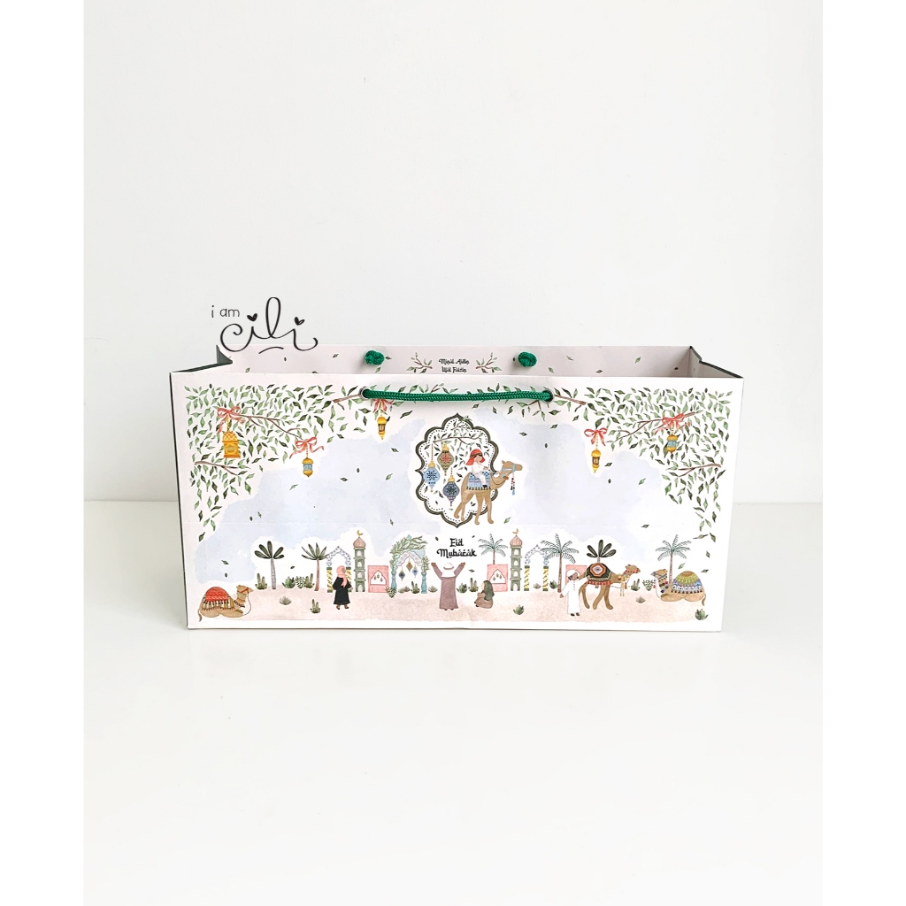 

( PAPERBAG 35.5 x 14.5 x 17 cm LEBARAN) Paperbag tas lebaran ramadhan idul fitri (ISI 10)