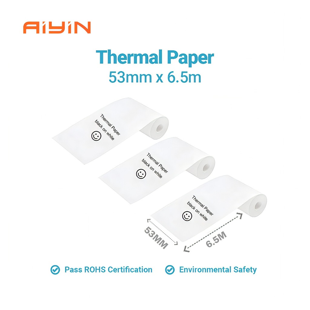 

AiYin Thermal Paper 50 mm x 6.5 m Sticker/Non-Sticker Roll Paper