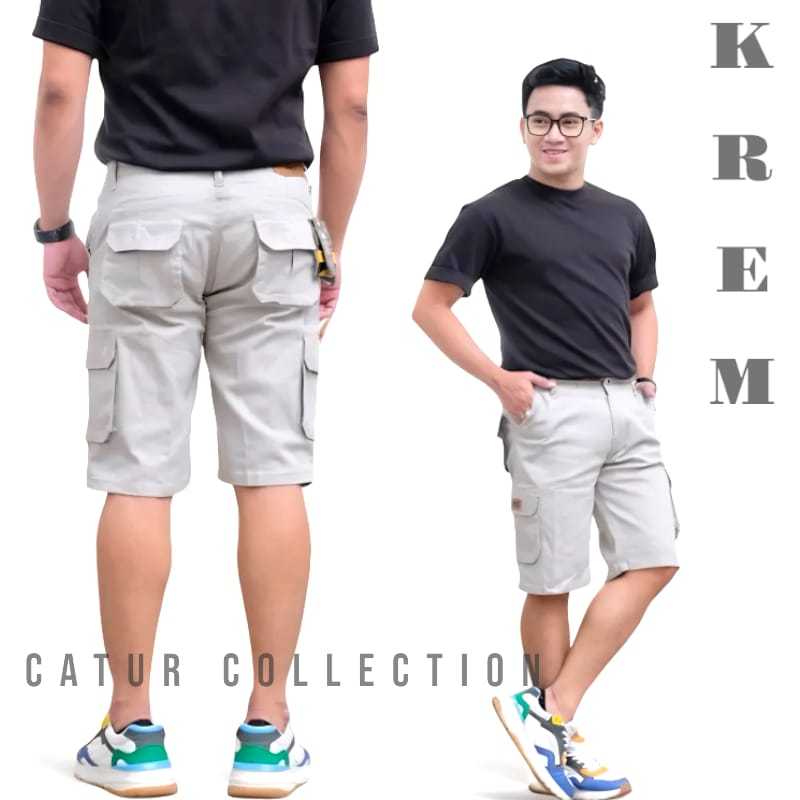 CARGO PENDEK PRIA JUMBO 27-44 CELANA PENDEK CARGO DEWASA KATUN AMERICAN DRILL