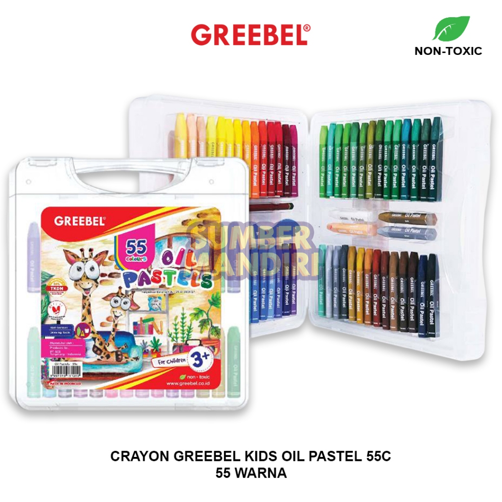 

Crayon GREEBEL 55 Warna / Crayon Kids Oil Pastel 55 Warna / Crayon Greebel 55C