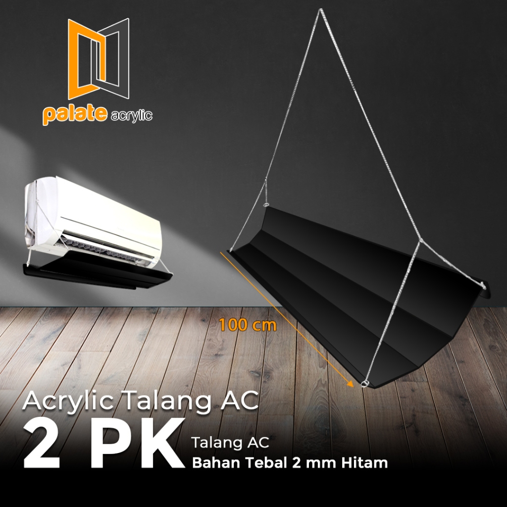 AKRILIK PENAHAN HEMBUSAN AC 2PK / AKRILIK TALANG AC 2PK / WARNA HITAM