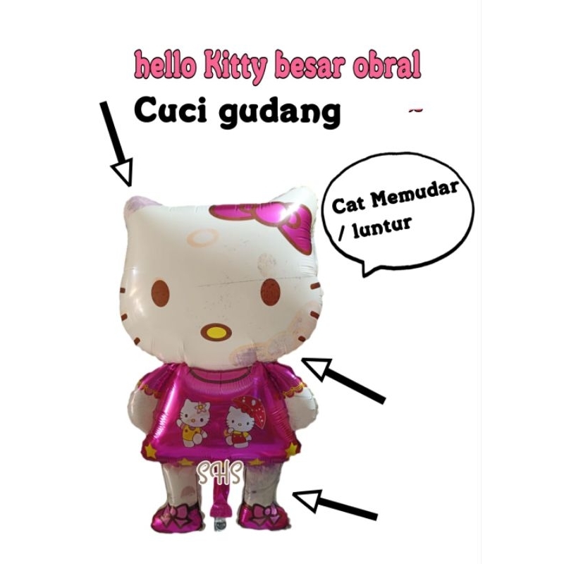 CUCI GUDANG CAT LUNTUR  BALON GAS FOIL KARAKTER HELLO KITTY BESAR 1 PAK (50 PIECES)