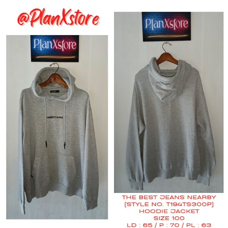 THE BEST JEANS (TBJ) NEARBY (STYLE NO. T194TS300P) HOODIE JACKET ABU MISTY SIZE 100 PRELOVED TERJANG