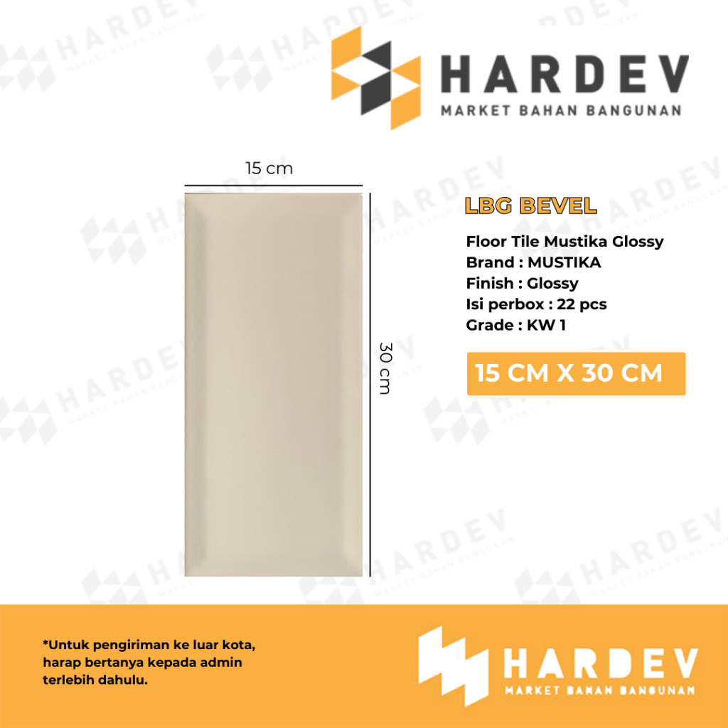 Keramik Mustika Ukuran 15x30, WARNA LBG BEVEL