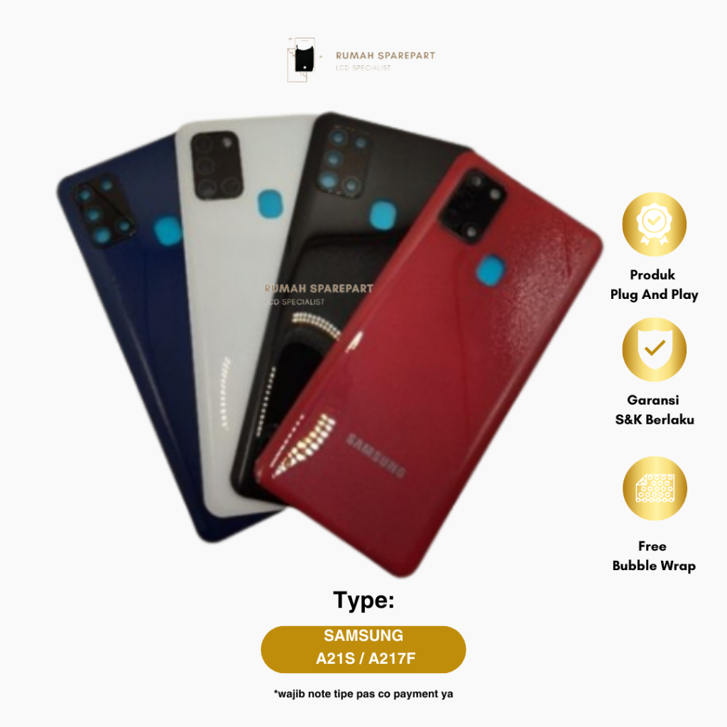 Backdoor Samsung A21S / A217F Backcover Backcase Softcase Frame Papan Cas Flexible Temperglass Tombo