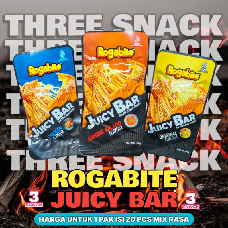 

Camilan Pedas Rogabite Juicy Bar Mix Rasa 1 Pak Isi 20 Pcs