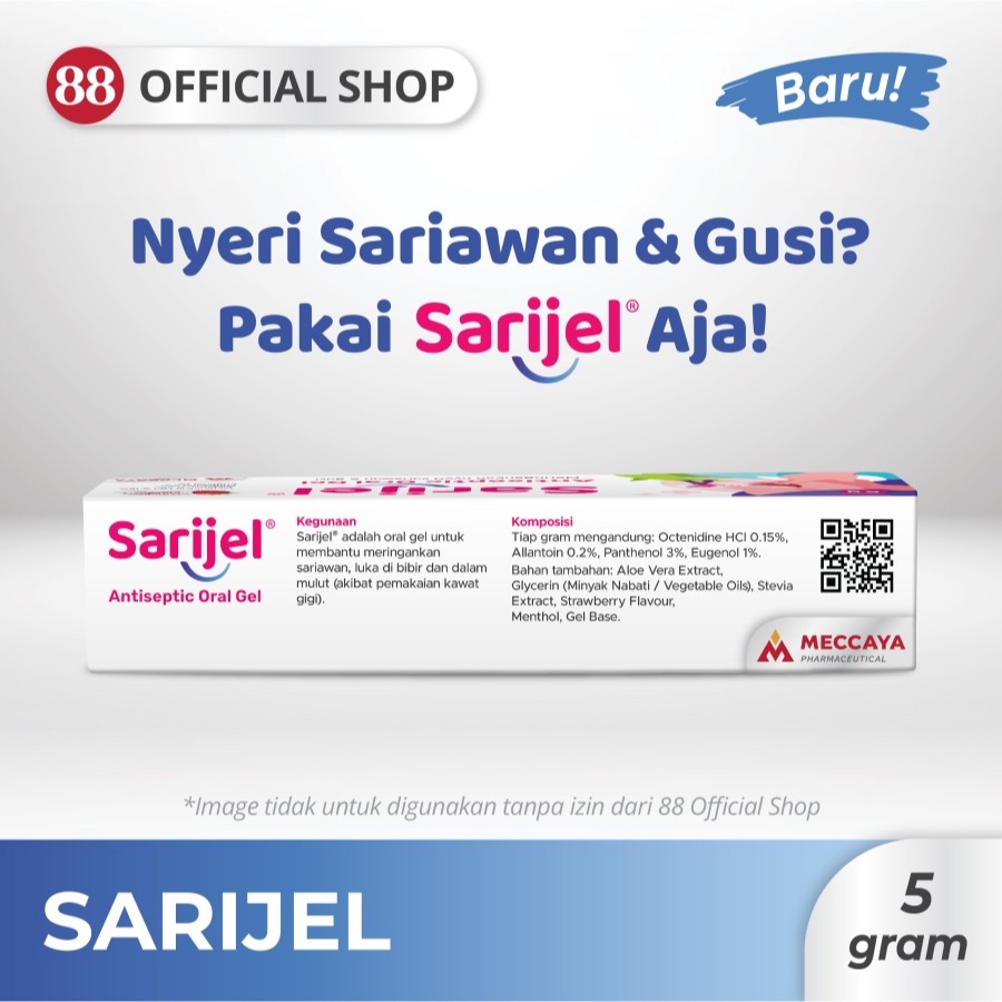 Sarijel Antiseptic Oral Gel Strawberry Flavour 5g - Untuk Sariawan Anak Rasa Strawberry RB12