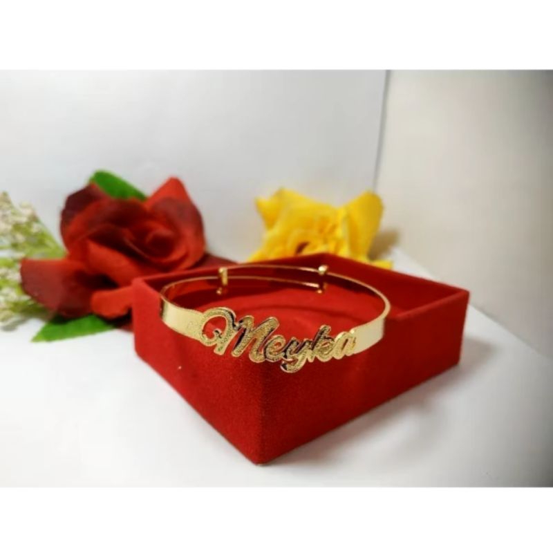 Gelang titanium Custom Nama Kamu | Gelang titanium Lapis emas 24k Anti karat Anti luntur | Gelang wa