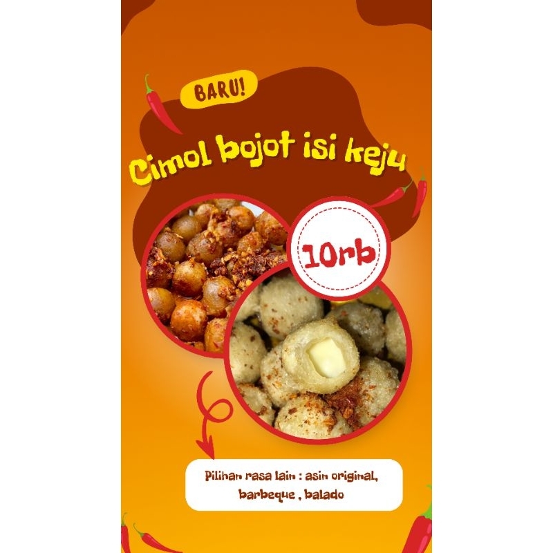 

cimol bojot isi keju mix rasa balado,barbeque, isi 16 pcs besar besar