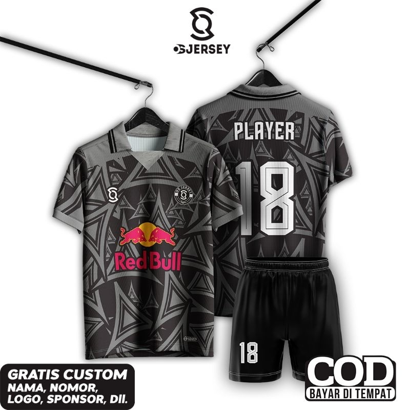 Jersey Baju Stelan kerah Futsal Bola printing custom nama Satuan