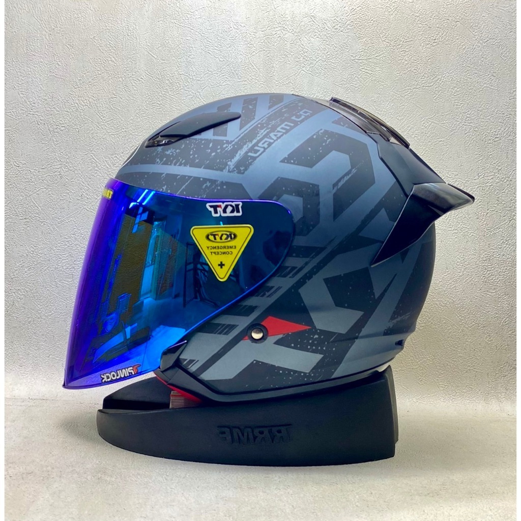 KYT DJ Maru #16 All Grey Doff || Paket Ganteng - Visor Iridium - Helm Half Face KYT Original Dewasa 