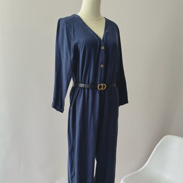 SecondFinds PULL&BEAR - Indigo V-Neck Jumpsuit