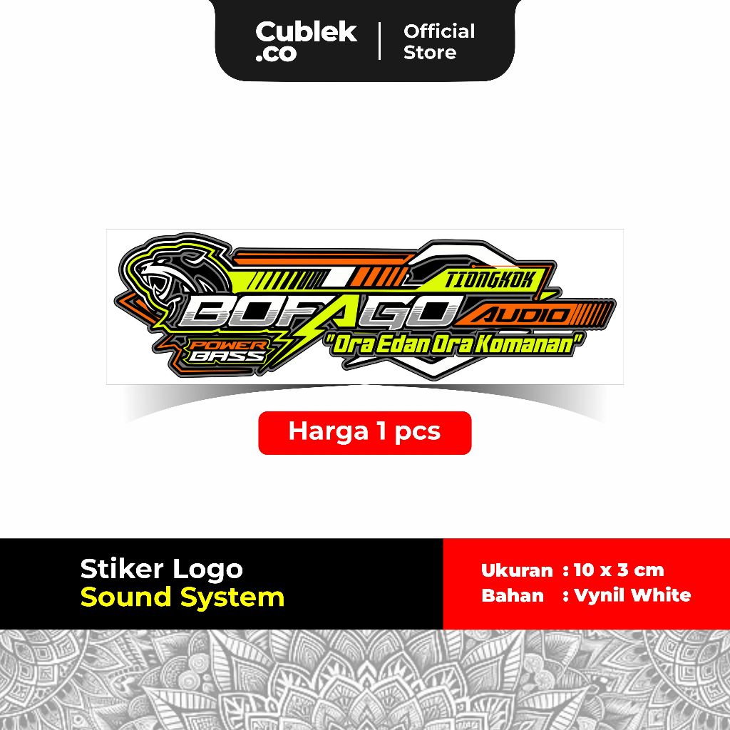 

Stiker Sound System BOFAGO AUDIO (Bahan Vynil White)