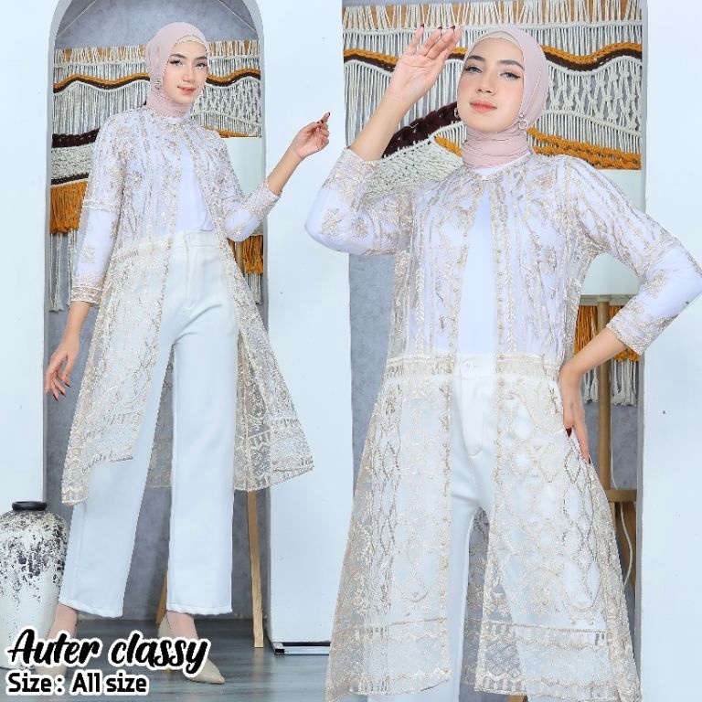 Langsung Beliii Civika LONG AUTER BURKAT TULE MOTIF ETNIK CARDIGAN BAJU WANITA