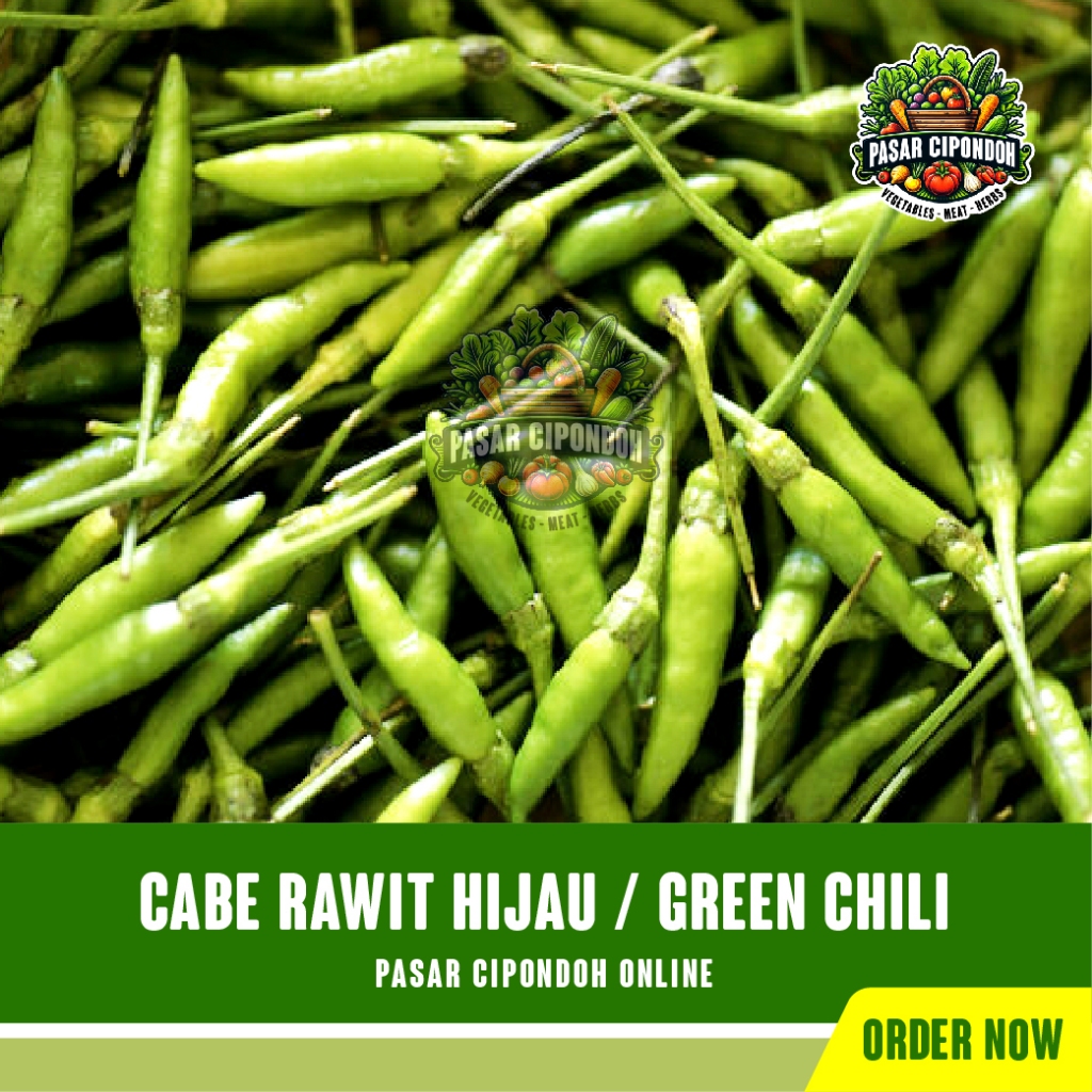 

Cabe Rawit Hijau Cabai Ijo Lokal Organik Pedas Segar / Green Chili - Pasar Cipondoh Tangerang