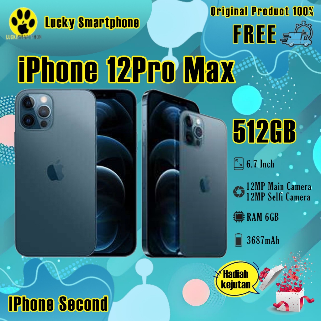 iPhone 12Pro Max 512GB Bekas Second Original100% All Sim Silent Fullset Mulus Hp 3utools All Green