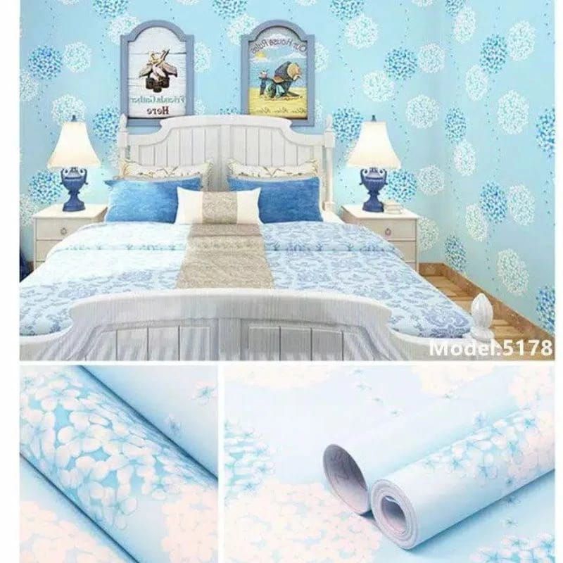 Wallpaper Dinding Kamar Tidur Wallpaper Dinding Motif Dandelion Biru Wallpaper Dinding Motif Bunga W