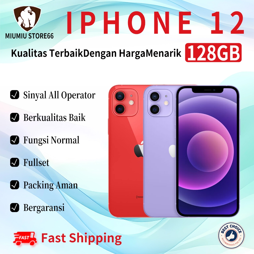 iPhone12 128GB Bekas Second Original100% All Sim Silent Fullset Mulus Normal Hp 3utools All Green