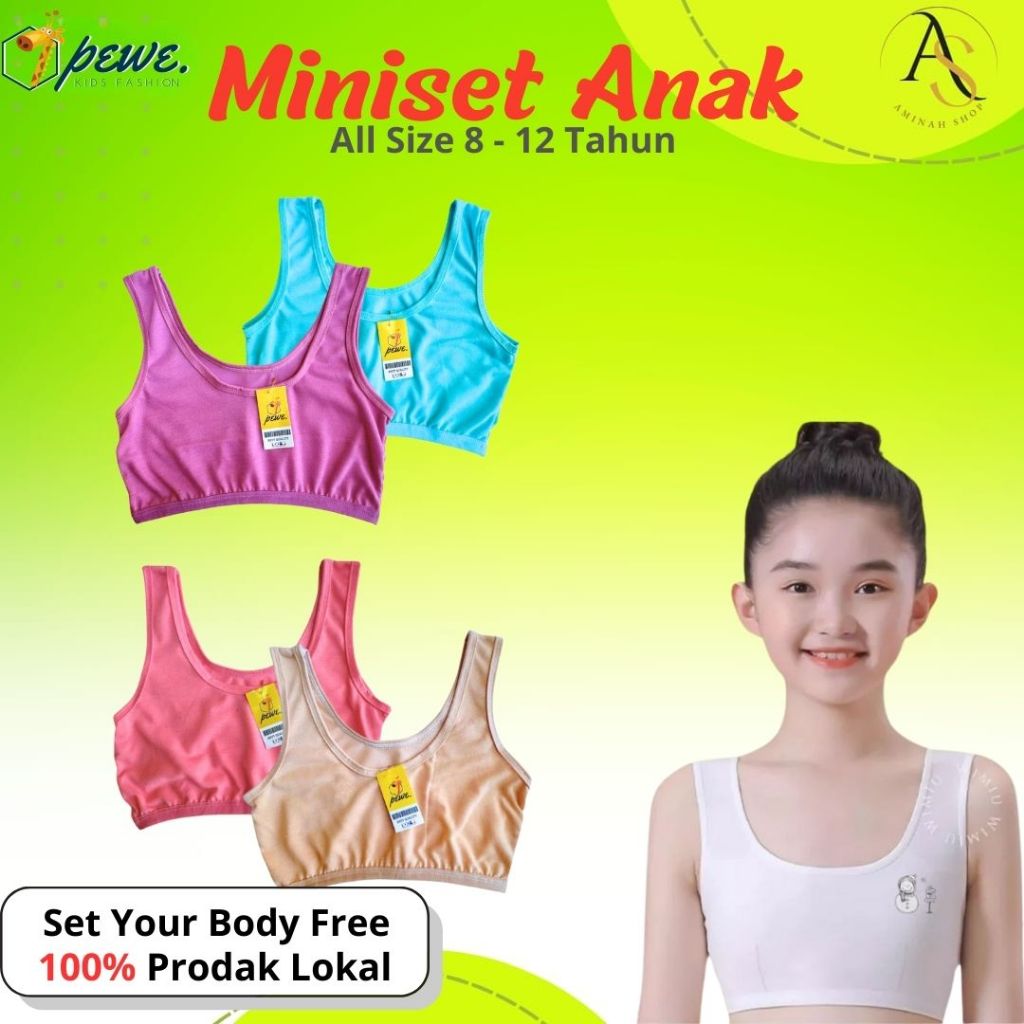 12 Pcs Miniset Anak Remaja Usia 8 - 13 Tahun Bahan Katun lembut murah - MINISET ANAK REMAJA MURAH - 